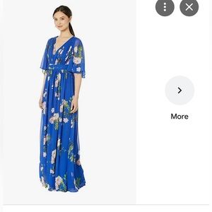 Adriana Papell floral chiffon gown blue size 12